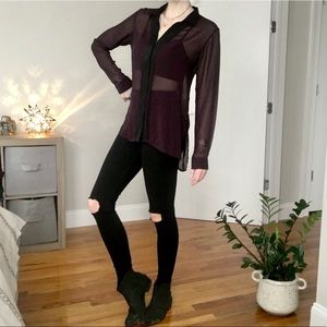Sheer Kenneth Cole Collared Blouse in Plum